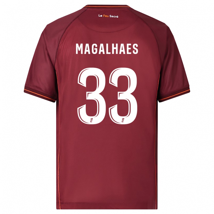 ילדים Manon Magalhaes #33 בורדו לבן ג'רזי ביתית 2025/26 חולצה קצרה