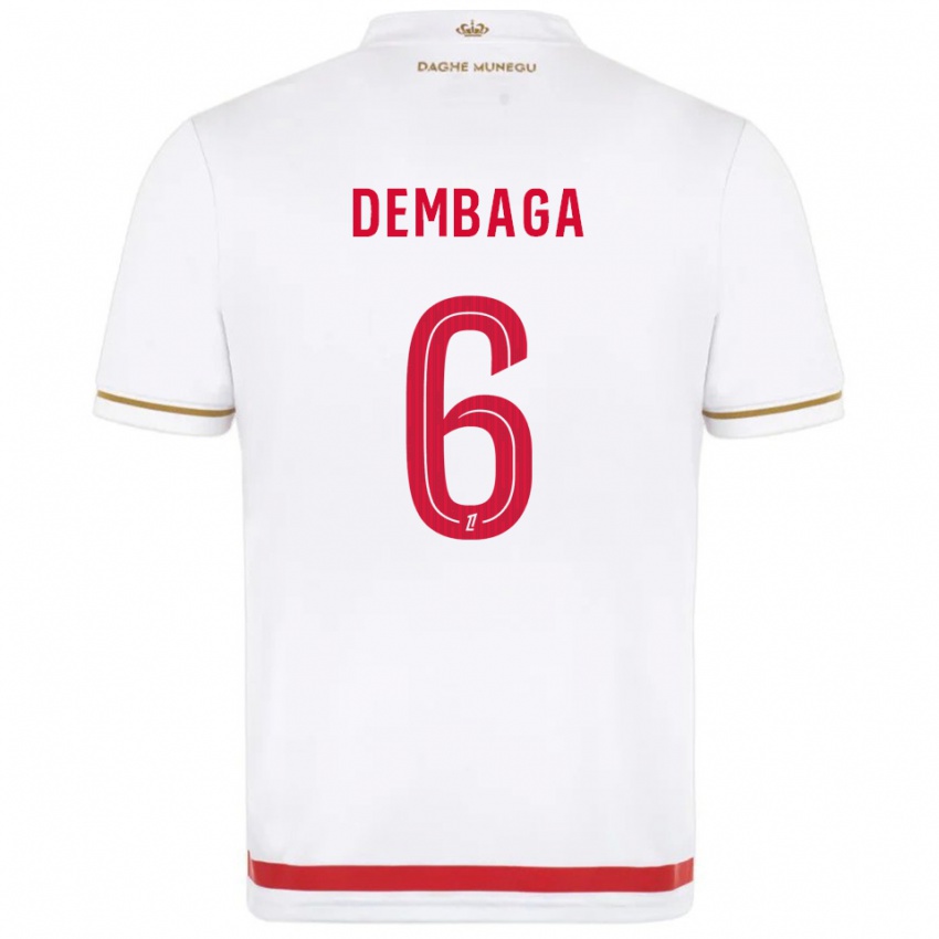 ילדים Boubakar Dembaga #6 אדום לבן ג'רזי ביתית 2025/26 חולצה קצרה