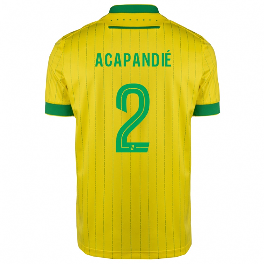 ילדים Mathieu Acapandié #2 צהוב ירוק ג'רזי ביתית 2025/26 חולצה קצרה