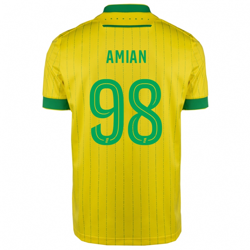 ילדים קלווין אמיאן אדו #98 צהוב ירוק ג'רזי ביתית 2025/26 חולצה קצרה