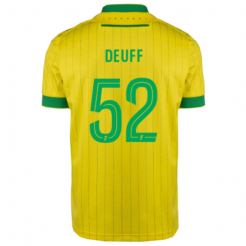 ילדים Bahmed Deuff #52 צהוב ירוק ג'רזי ביתית 2025/26 חולצה קצרה