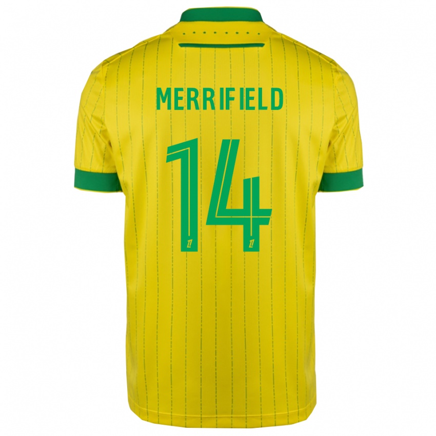 ילדים Loan Merrifield #14 צהוב ירוק ג'רזי ביתית 2025/26 חולצה קצרה