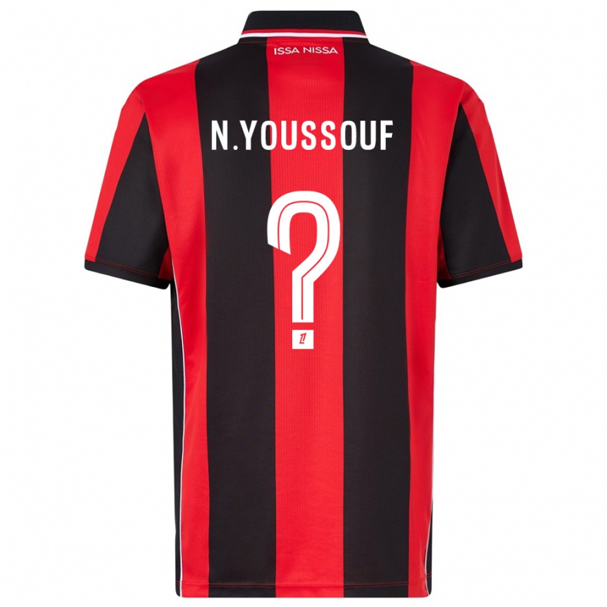 ילדים Naké Youssouf #0 אדום שחור ג'רזי ביתית 2025/26 חולצה קצרה
