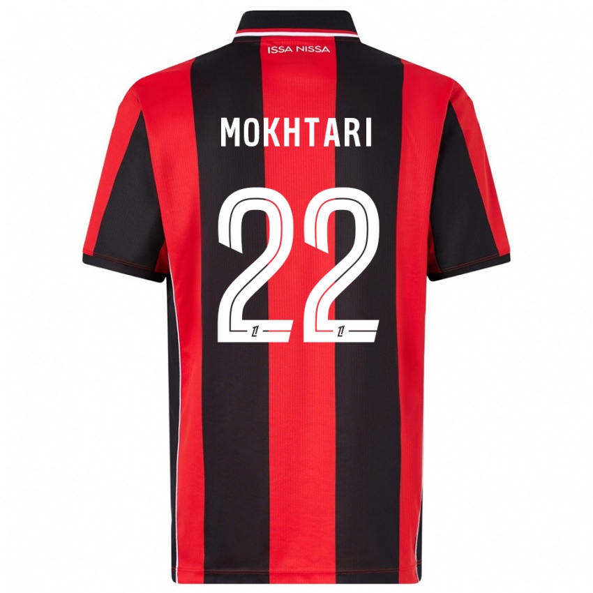 ילדים Jade Mokhtari #22 אדום שחור ג'רזי ביתית 2025/26 חולצה קצרה