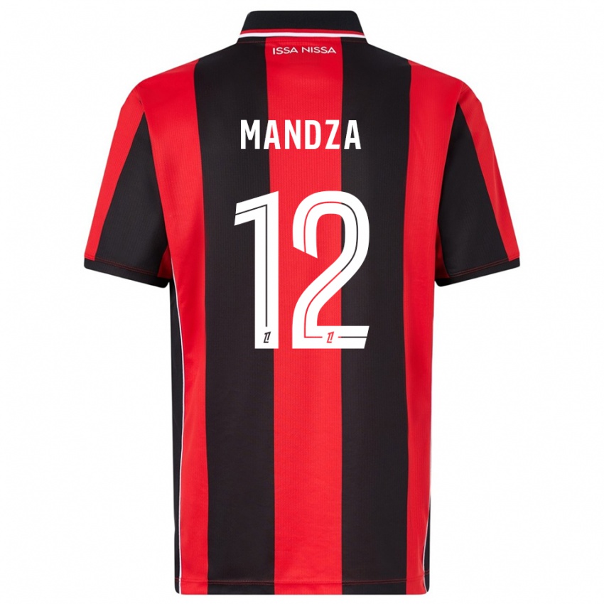 ילדים Xavier Mandza #12 אדום שחור ג'רזי ביתית 2025/26 חולצה קצרה