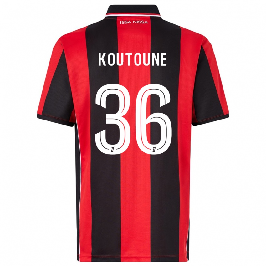 ילדים Hamza Koutoune #36 אדום שחור ג'רזי ביתית 2025/26 חולצה קצרה