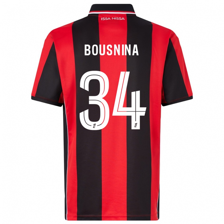 ילדים Farès Bousnina #34 אדום שחור ג'רזי ביתית 2025/26 חולצה קצרה