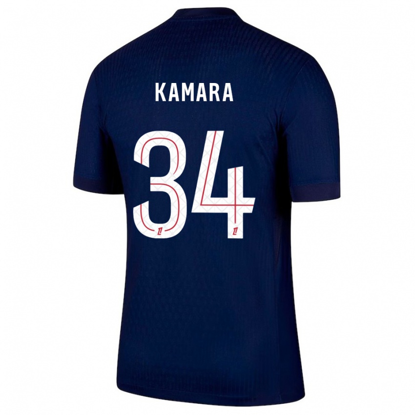 ילדים Noham Kamara #34 כחול נייבי אדום ג'רזי ביתית 2025/26 חולצה קצרה