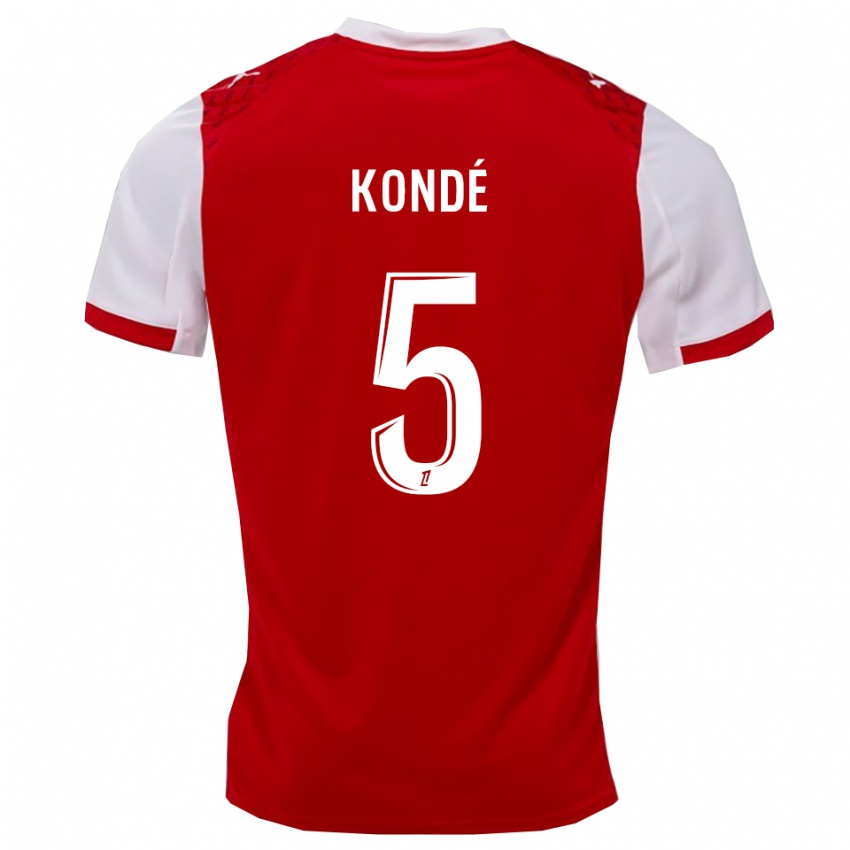 ילדים Jean-Charles Kondé #5 אדום לבן ג'רזי ביתית 2025/26 חולצה קצרה