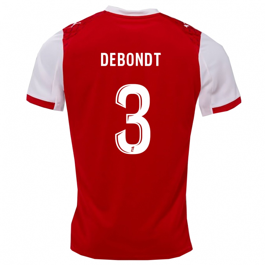 ילדים Maël Debondt #3 אדום לבן ג'רזי ביתית 2025/26 חולצה קצרה