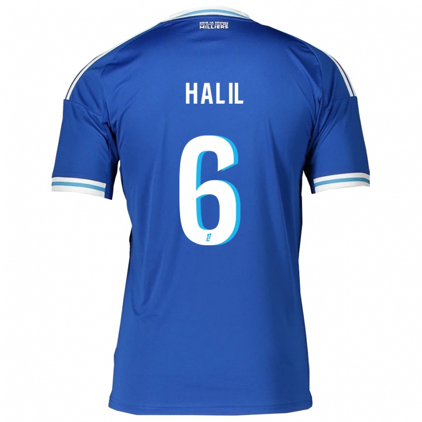 ילדים Fouad Halil #6 כחול לבן ג'רזי ביתית 2025/26 חולצה קצרה