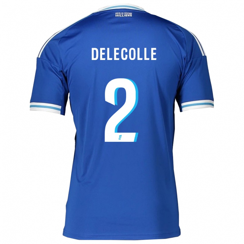 ילדים Timéo Delecolle #2 כחול לבן ג'רזי ביתית 2025/26 חולצה קצרה