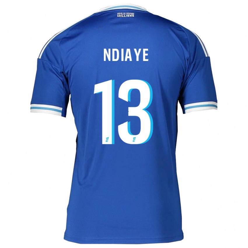 ילדים Serigne Ndiaye #13 כחול לבן ג'רזי ביתית 2025/26 חולצה קצרה