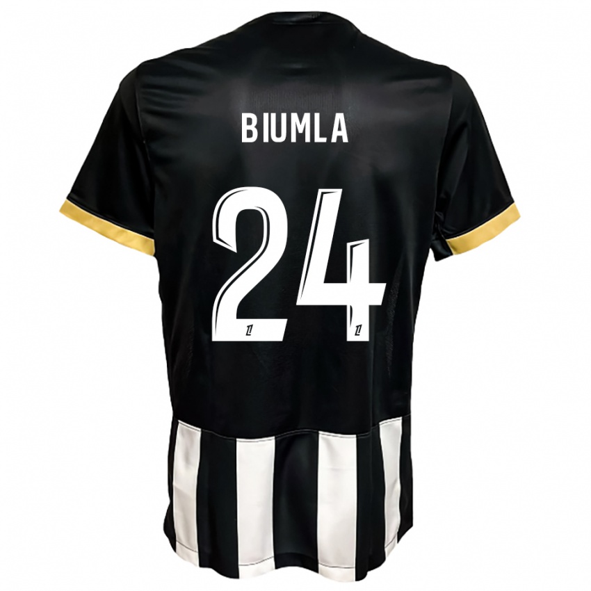 ילדים Emmanuel Biumla #24 שחור לבן ג'רזי ביתית 2025/26 חולצה קצרה