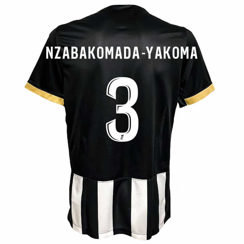 ילדים Raphaël Nzabakomada-Yakoma #3 שחור לבן ג'רזי ביתית 2025/26 חולצה קצרה