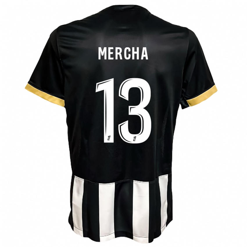 ילדים Yanis Mercha #13 שחור לבן ג'רזי ביתית 2025/26 חולצה קצרה