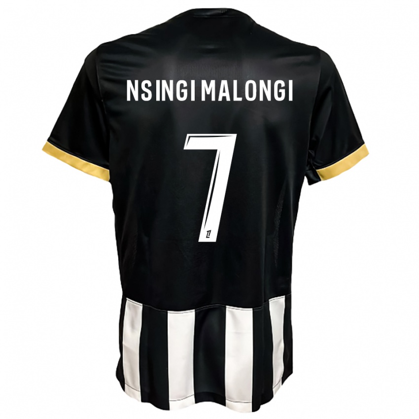 ילדים Rodrigue Nsingi Malongi #7 שחור לבן ג'רזי ביתית 2025/26 חולצה קצרה