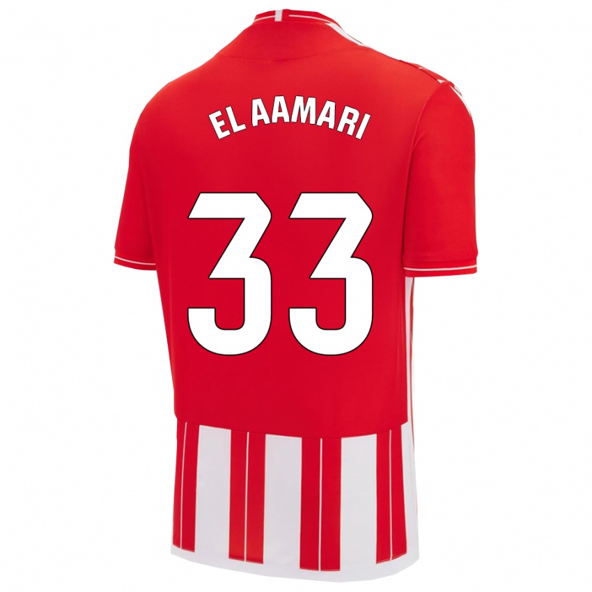 ילדים Saif El Aamari #33 אדום לבן ג'רזי ביתית 2025/26 חולצה קצרה