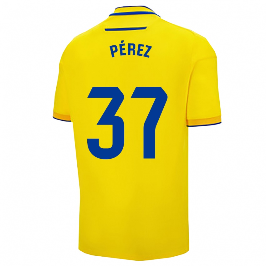 ילדים David Pérez #37 צהוב נייבי ג'רזי ביתית 2025/26 חולצה קצרה