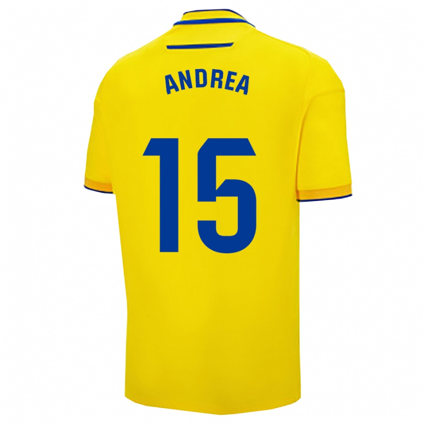 ילדים אנדראה סאנצ'ס מורנו #15 צהוב נייבי ג'רזי ביתית 2025/26 חולצה קצרה