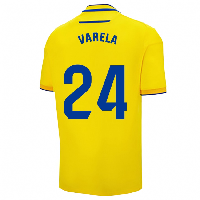 ילדים Brandon Varela #24 צהוב נייבי ג'רזי ביתית 2025/26 חולצה קצרה