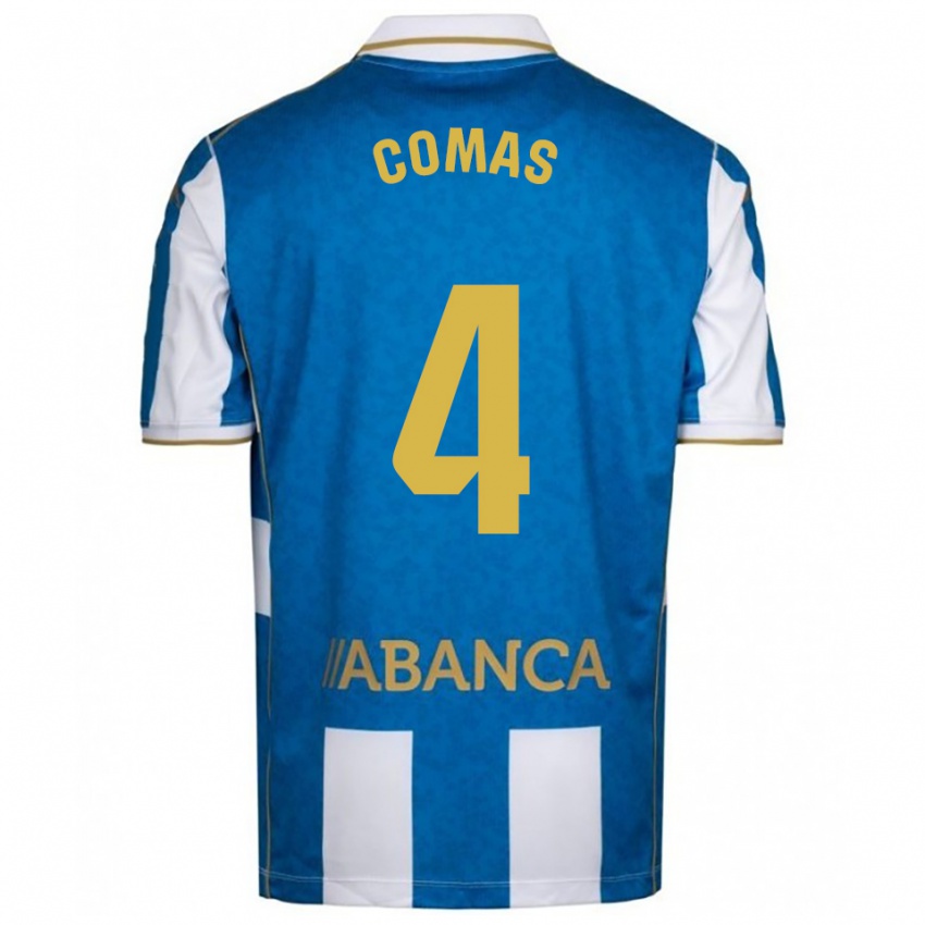 ילדים Arnau Comas Freixas #4 לבן כחול ג'רזי ביתית 2025/26 חולצה קצרה