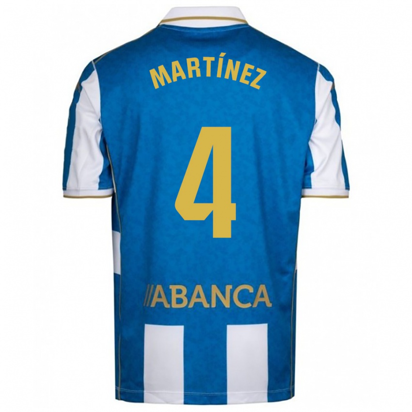 ילדים Pablo Martínez #4 לבן כחול ג'רזי ביתית 2025/26 חולצה קצרה
