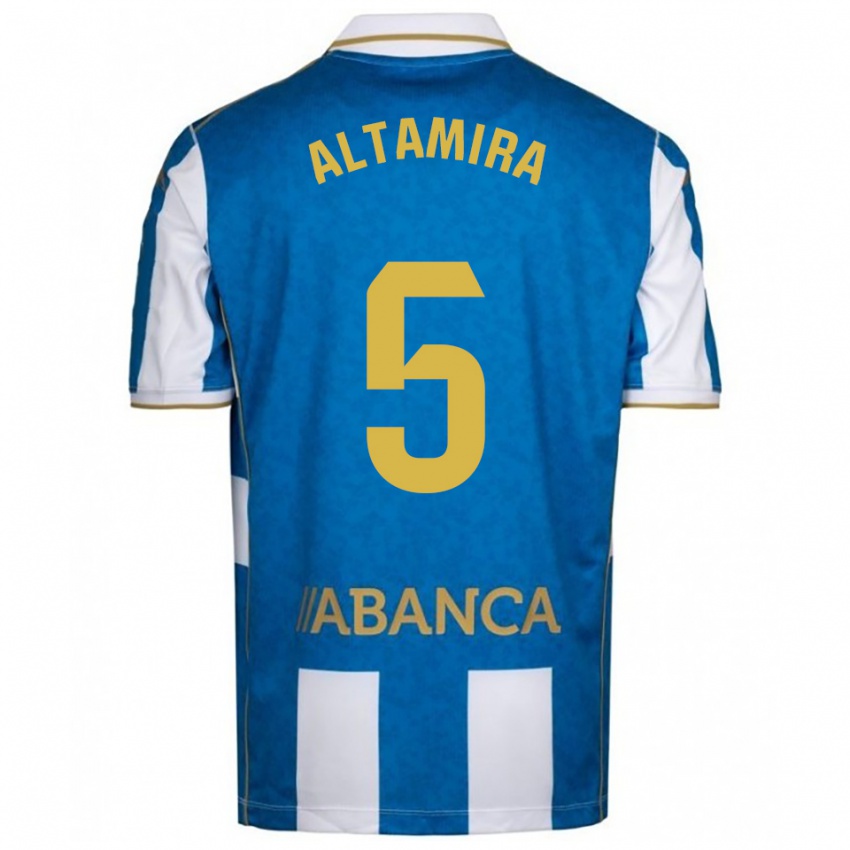 ילדים אינס חואן אלטמירה #5 לבן כחול ג'רזי ביתית 2025/26 חולצה קצרה