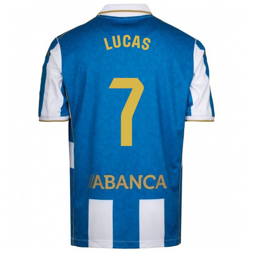 ילדים לוקאס פרס #7 לבן כחול ג'רזי ביתית 2025/26 חולצה קצרה