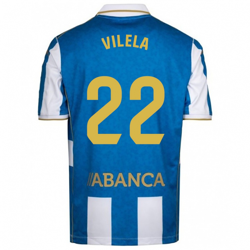 ילדים Rubén Vilela #22 לבן כחול ג'רזי ביתית 2025/26 חולצה קצרה