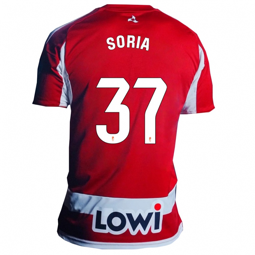 ילדים Carlos Soria #37 אדום לבן ג'רזי ביתית 2025/26 חולצה קצרה