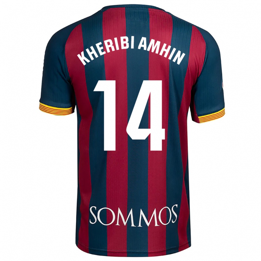 ילדים Nabil Kheribi Amhin #14 כחול נייבי אדום ג'רזי ביתית 2025/26 חולצה קצרה