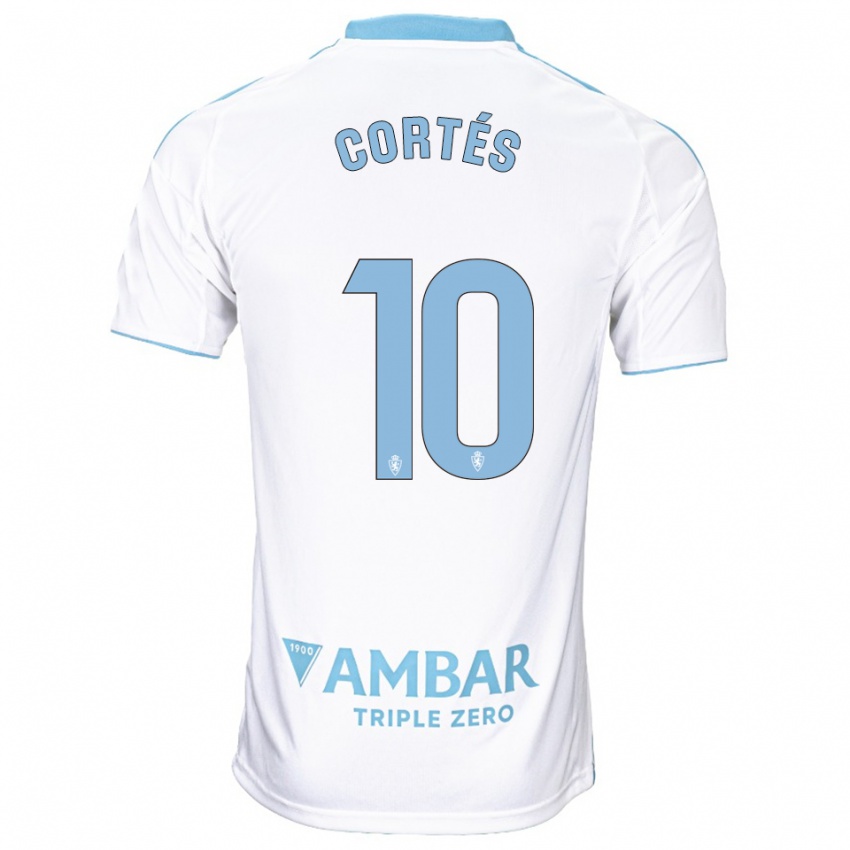 ילדים Pablo Cortés #10 לבן תכלת ג'רזי ביתית 2025/26 חולצה קצרה
