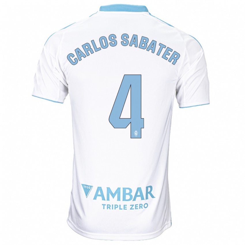 ילדים Juan Carlos Sabater #4 לבן תכלת ג'רזי ביתית 2025/26 חולצה קצרה