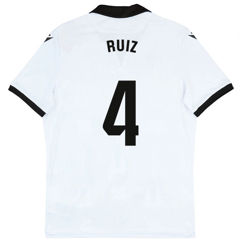 ילדים Dani Ruiz #4 לבן שחור ג'רזי ביתית 2025/26 חולצה קצרה