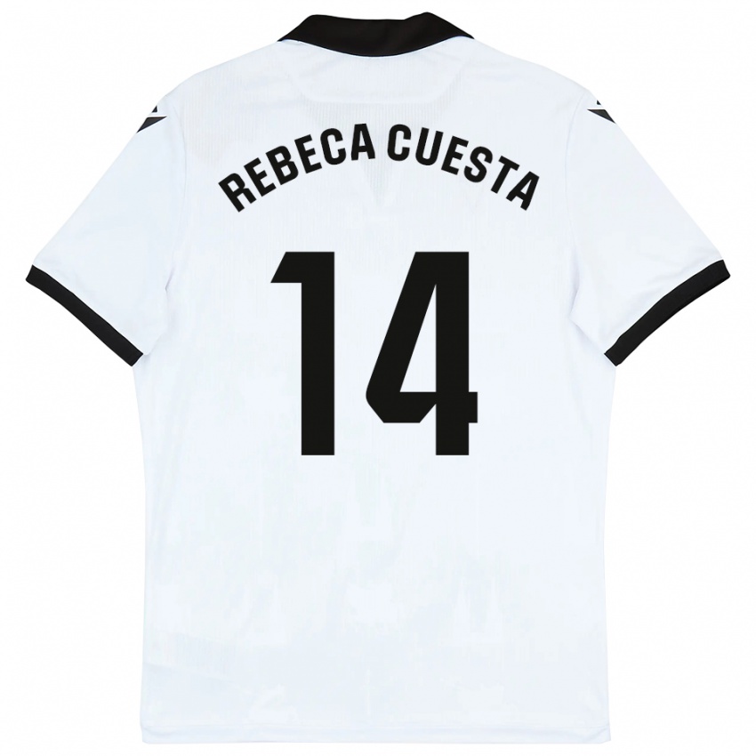 ילדים Rebeca Cuesta #14 לבן שחור ג'רזי ביתית 2025/26 חולצה קצרה