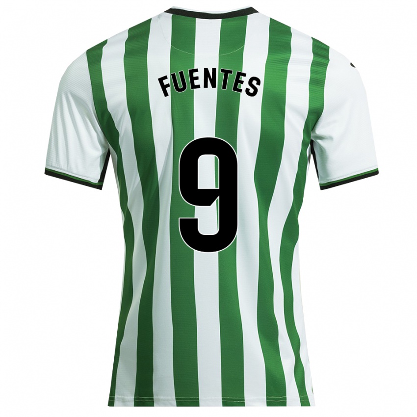 ילדים Adrián Fuentes #9 לבן ירוק ג'רזי ביתית 2025/26 חולצה קצרה
