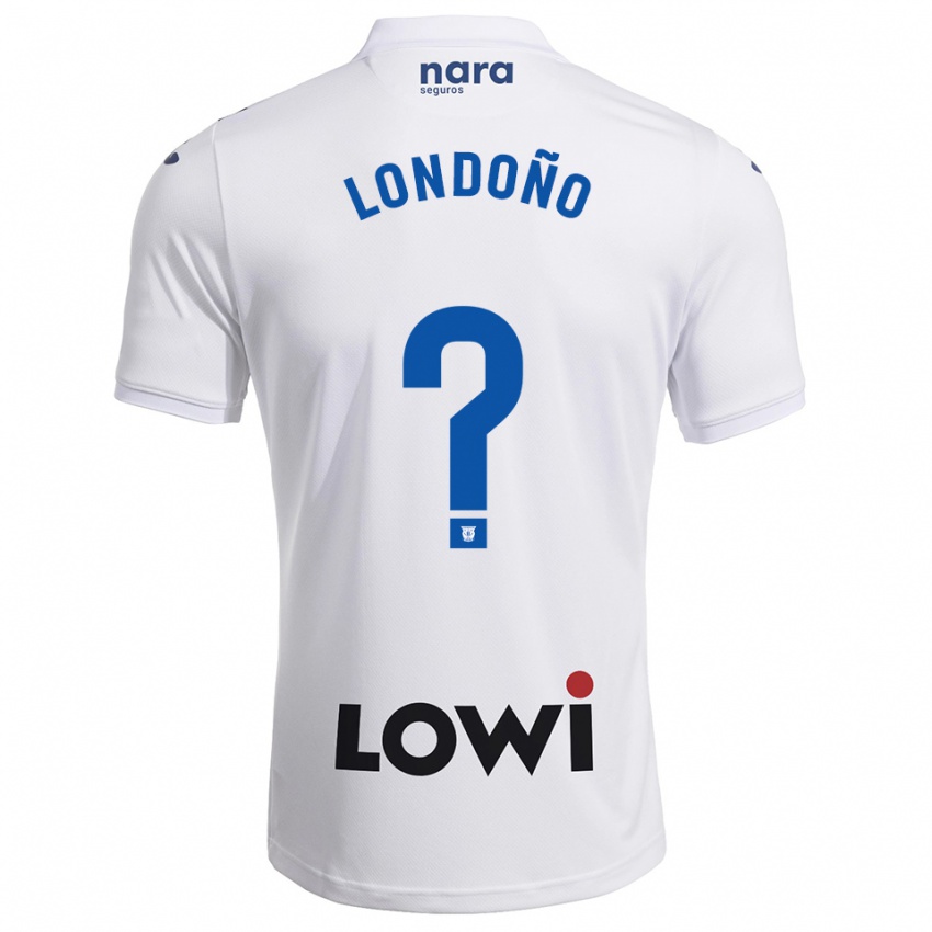 ילדים Joan Londoño #0 לבן נייבי ג'רזי ביתית 2025/26 חולצה קצרה