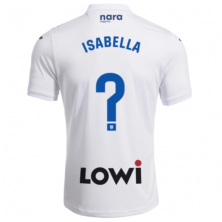 ילדים Isabella Mesa #0 לבן נייבי ג'רזי ביתית 2025/26 חולצה קצרה