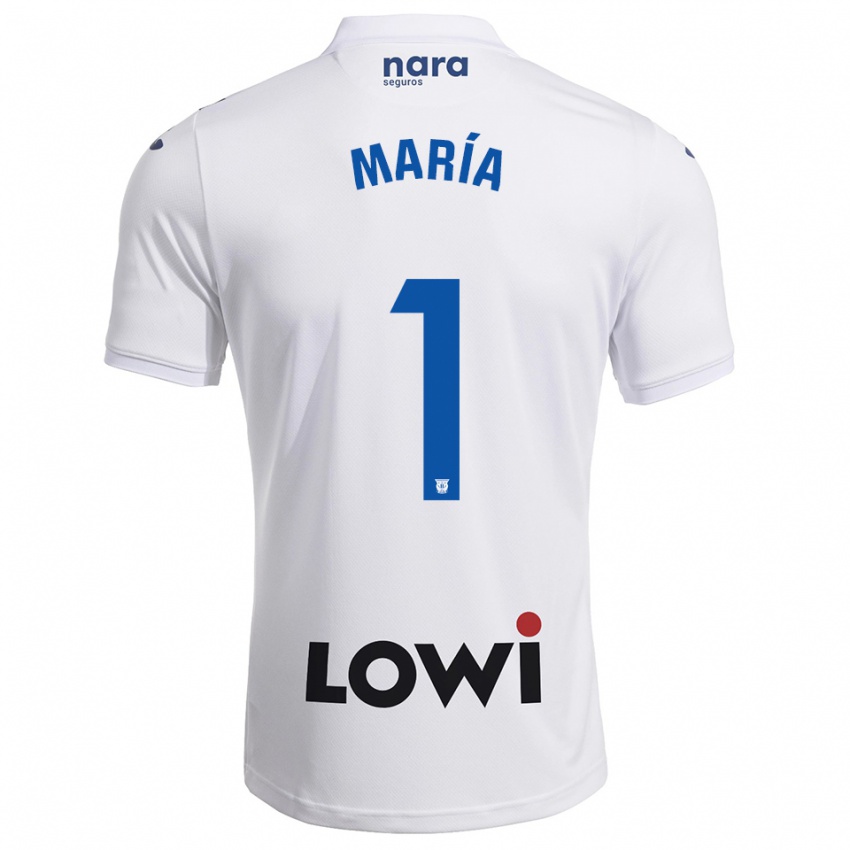 ילדים María Hernández #1 לבן נייבי ג'רזי ביתית 2025/26 חולצה קצרה