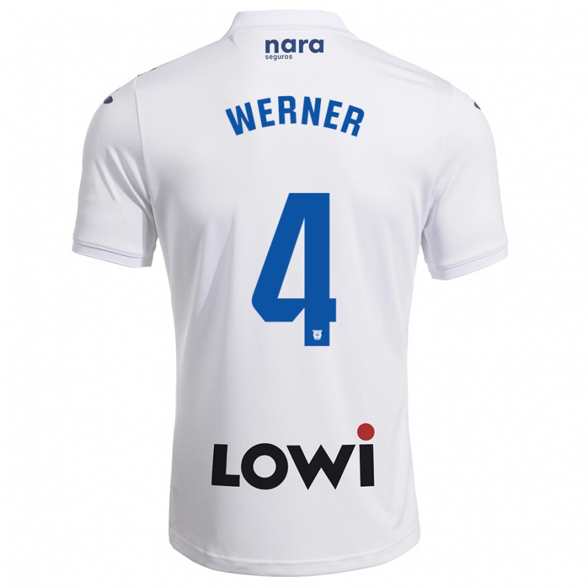 ילדים Henri Werner #4 לבן נייבי ג'רזי ביתית 2025/26 חולצה קצרה
