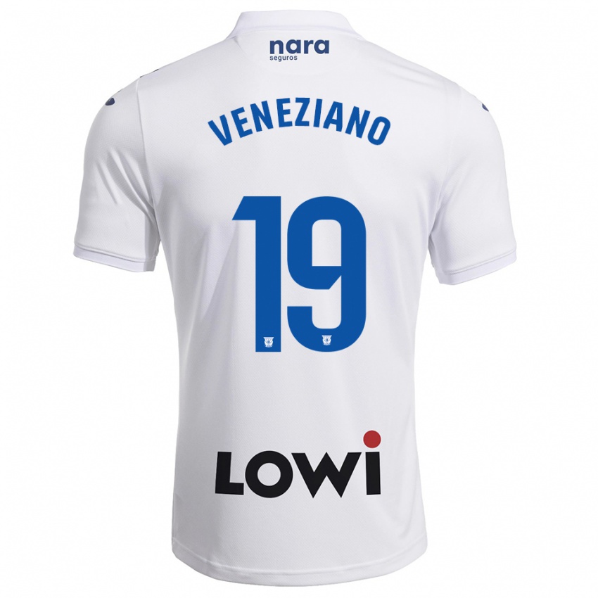 ילדים Francesco Veneziano #19 לבן נייבי ג'רזי ביתית 2025/26 חולצה קצרה