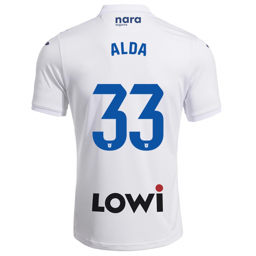 ילדים Álex Alda #33 לבן נייבי ג'רזי ביתית 2025/26 חולצה קצרה