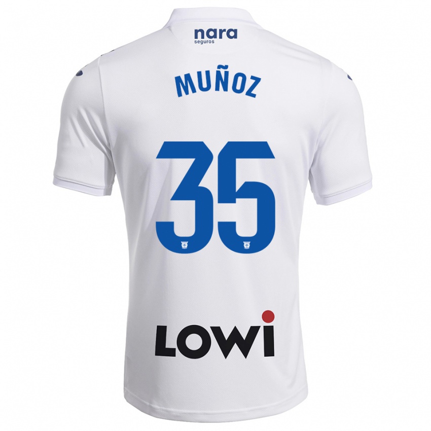 ילדים Carlos Muñoz #35 לבן נייבי ג'רזי ביתית 2025/26 חולצה קצרה