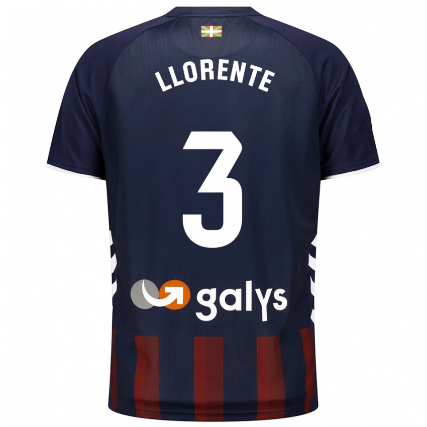 ילדים Oier Llorente #3 כחול נייבי אדום ג'רזי ביתית 2025/26 חולצה קצרה