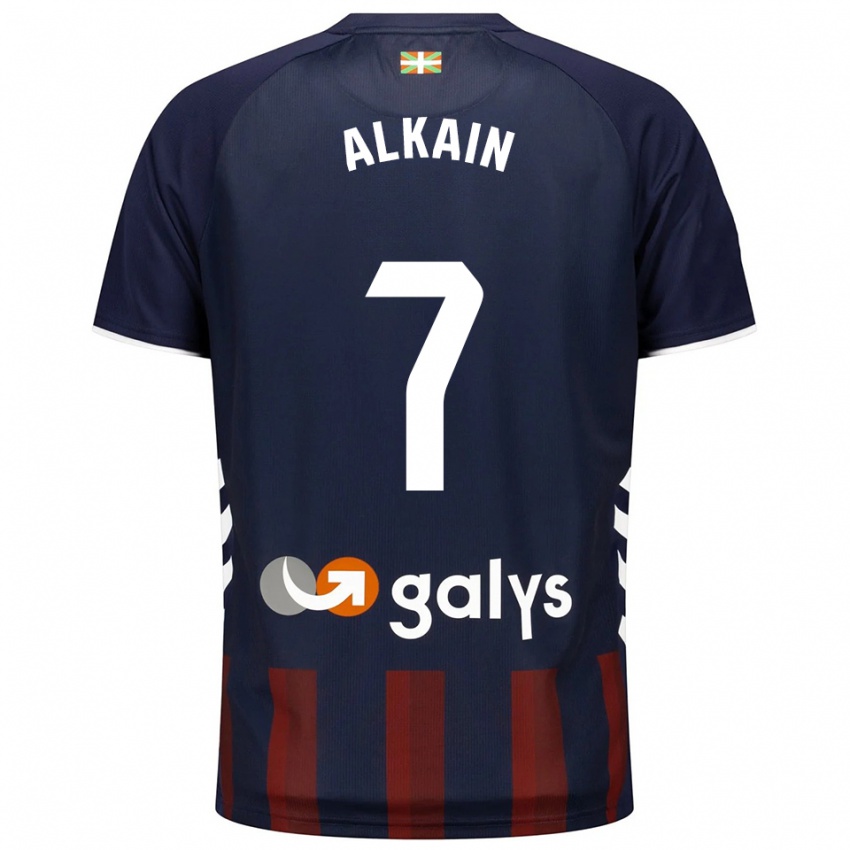 ילדים Xeber Alkain Mitxelena #7 כחול נייבי אדום ג'רזי ביתית 2025/26 חולצה קצרה