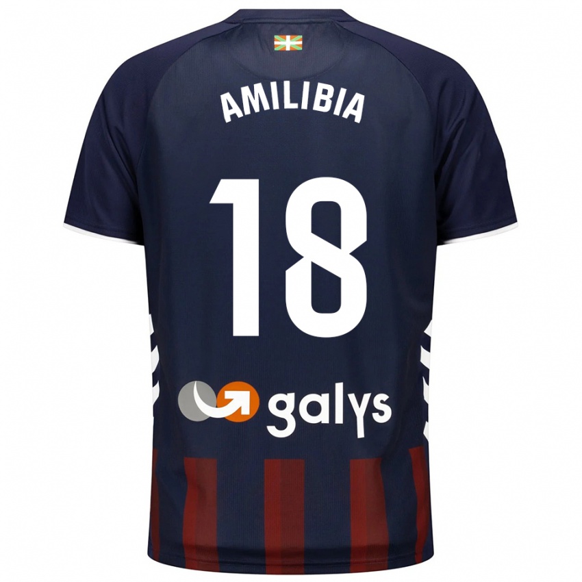 ילדים Anartz Amilibia #18 כחול נייבי אדום ג'רזי ביתית 2025/26 חולצה קצרה