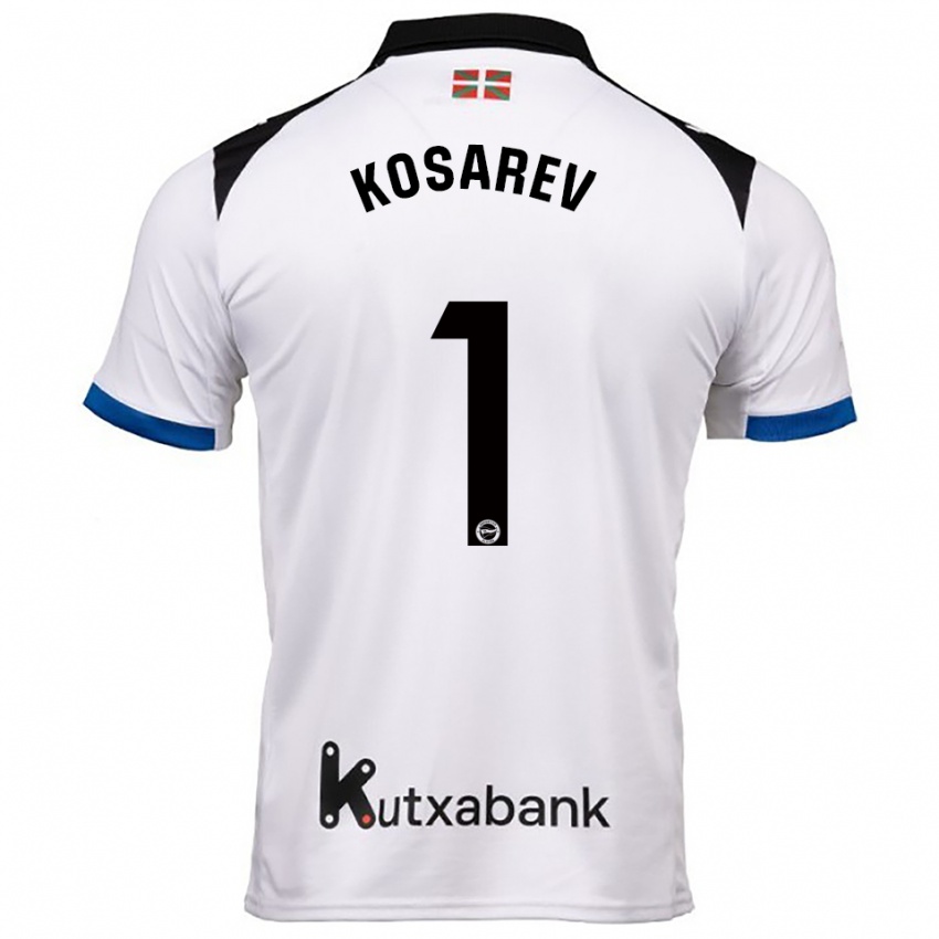 ילדים Oleksandr Kosarev #1 לבן כחול הרחק ג'רזי 2025/26 חולצה קצרה