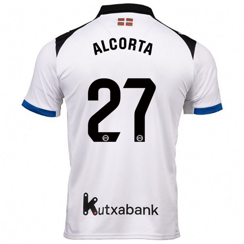 ילדים Alaitz Alcorta #27 לבן כחול הרחק ג'רזי 2025/26 חולצה קצרה