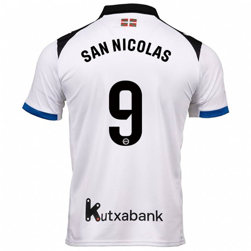ילדים אולגה סן ניקולס #9 לבן כחול הרחק ג'רזי 2025/26 חולצה קצרה